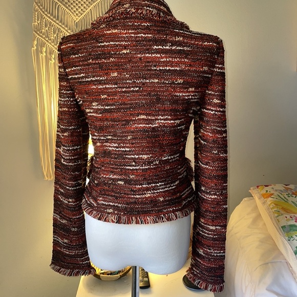St. John Black Label Knit Tweed Fringe Cropped Jacket - Picture 5 of 9